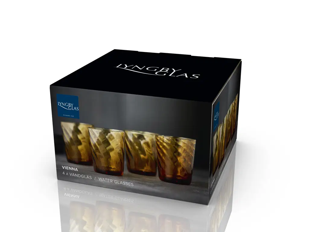Lyngby Glas Vandglas 30 cl 4 stk i amber, Vienna